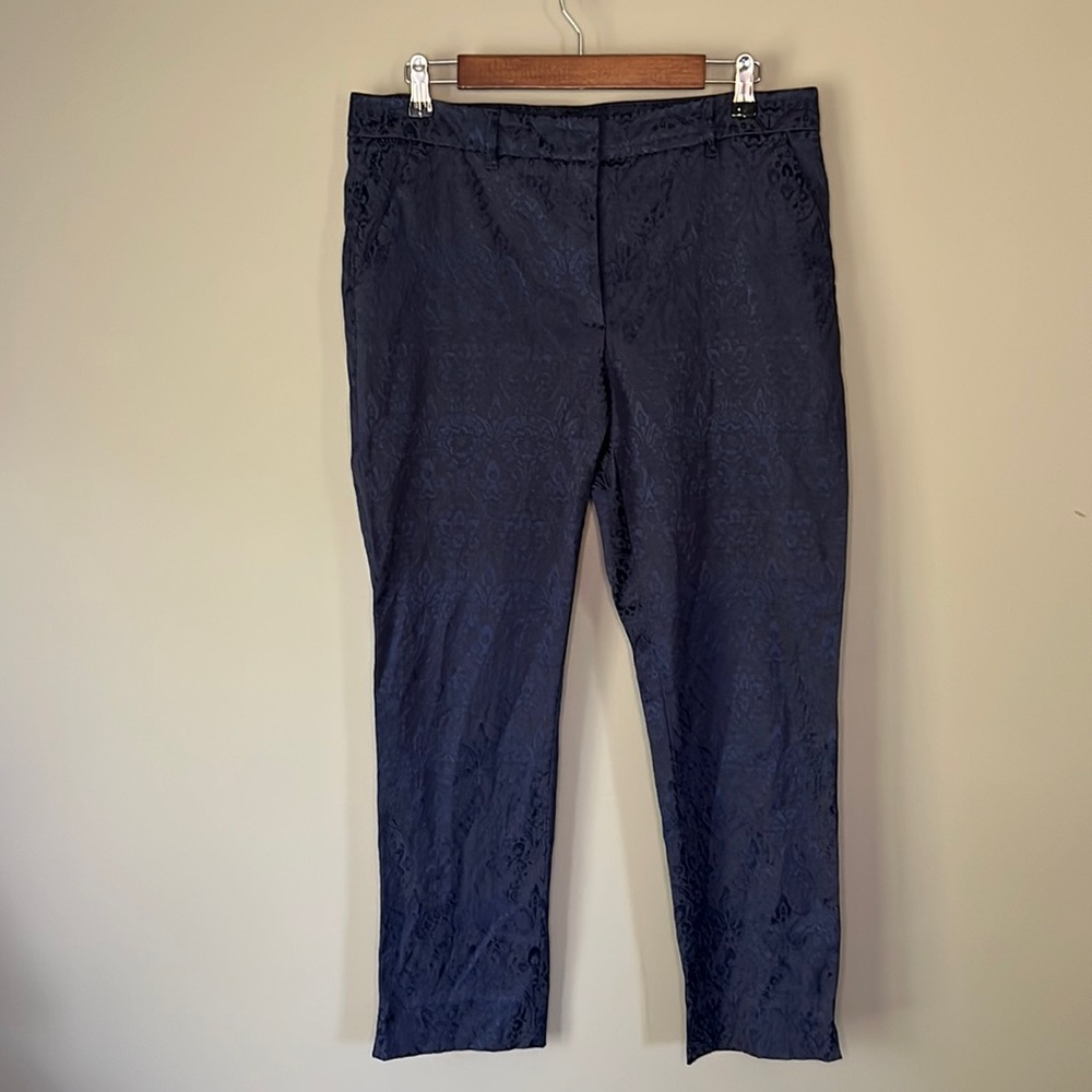 WHBM slim ankle pants embossed  paisley shiny